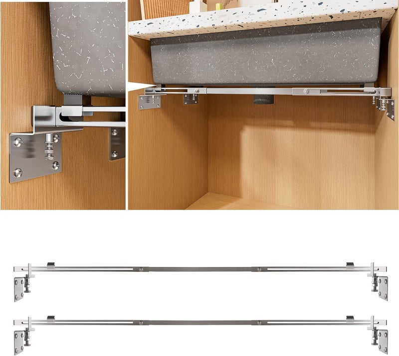 TYESTAND CPT-4pro Upgrade Undermount Sink Brackets Stainless Steel Adjustable Supports with 4 Anti-bulging Kit for Heavy Duty Undermount Kitchen Sink (47"-63"(119-160cm)) - Image 1